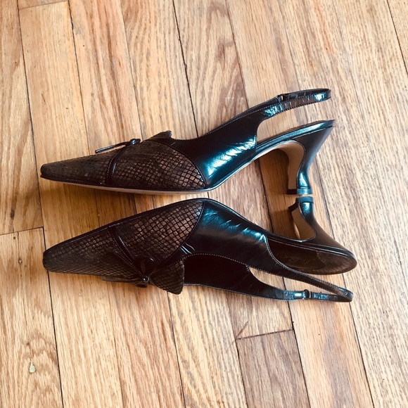 J Renee’. Brown and Black chic kitten sling-backs - Picture 3 of 8